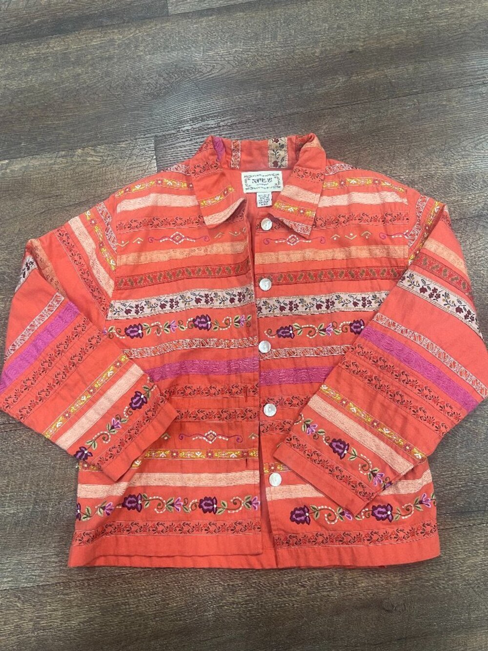 Vintage 90s Tantrums Wearable Art Embroidered Cotton Jacket L